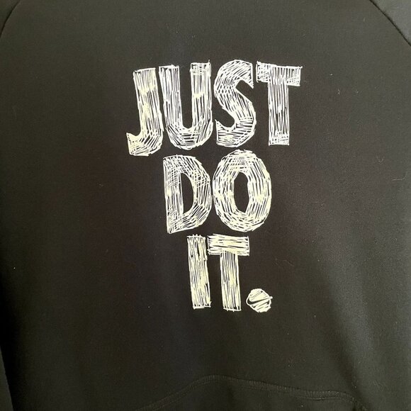 Nike dri-fit just do it black standard fit fleece sweater hoodie athleisure - Picture 2 of 8